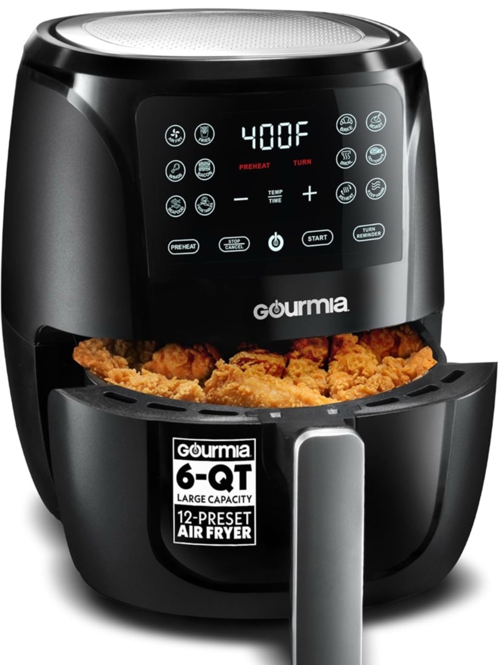 Gourmia Black 6-Qt Large Capacity 12-Preset Air Fryer